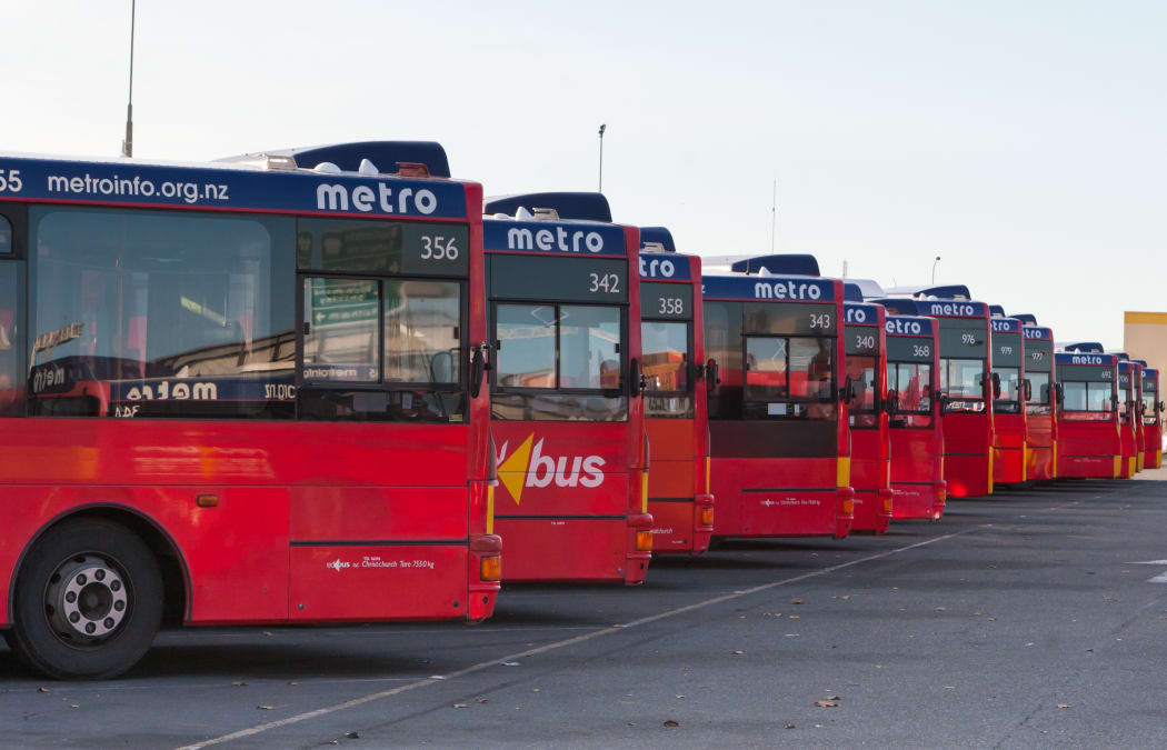 Christchurch, New Zealand - May 20, 2012: Metro bus depot in Christchurch, New Zealand