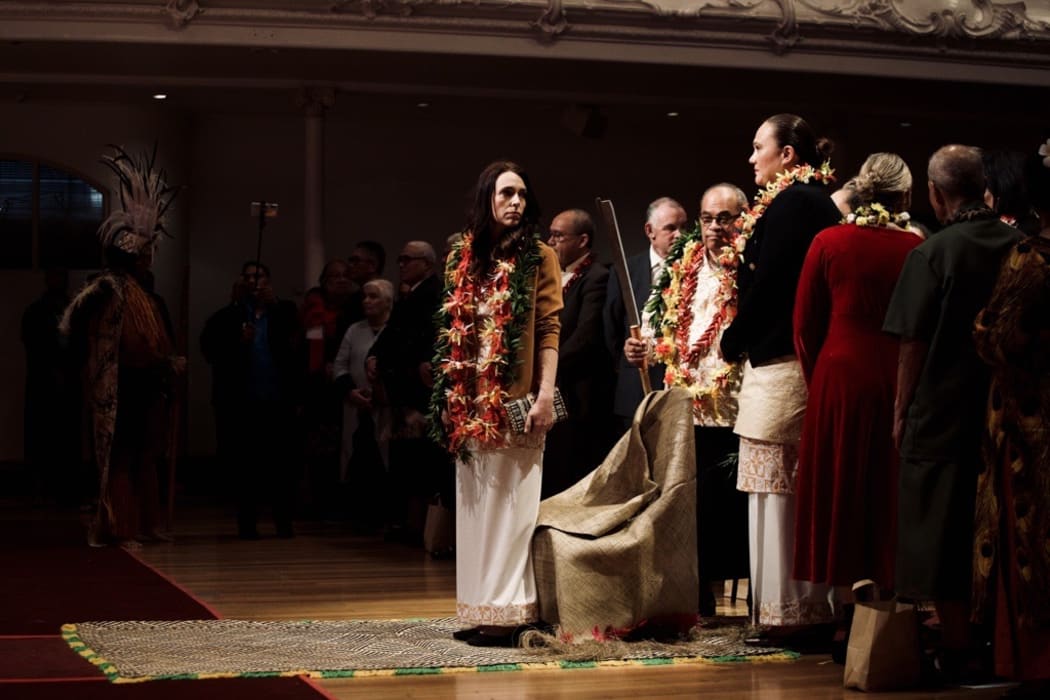 Prime Minister Jacinda Ardern supported by her Maori and Pacific caucus members.