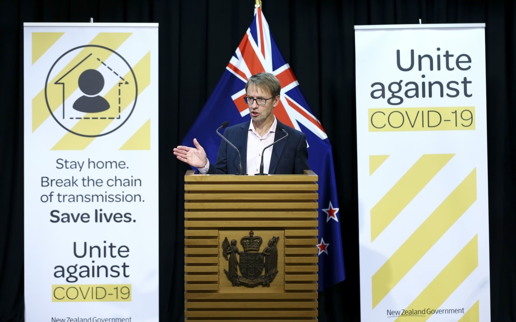 WELLINGTON, NEW ZEALAND - APRIL 12: Director-General of Health Dr Ashley Bloomfield speaks to media during a press conference at Parliament on April 12, 2020 in Wellington