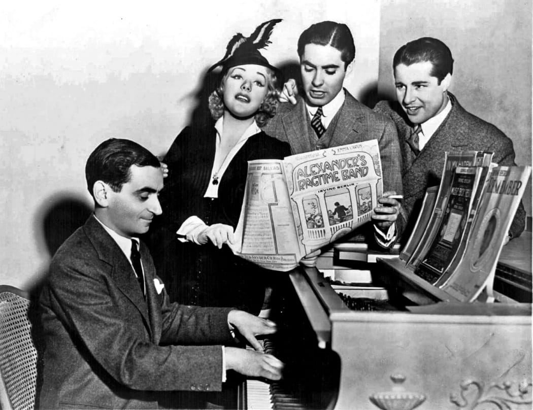 Irving Berlin and stars of the movie Alexander's Ragtime Band