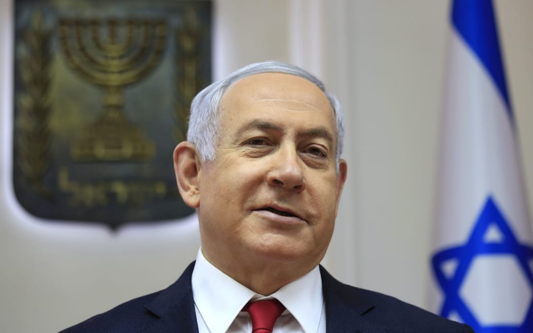 Israeli Prime Minister Benjamin Netanyahu speaks during the weekly cabinet meeting at the Prime Minister's office in Jerusalem, Sunday, May 19, 2019 (AP Photo/Ariel Schalit, Pool)
