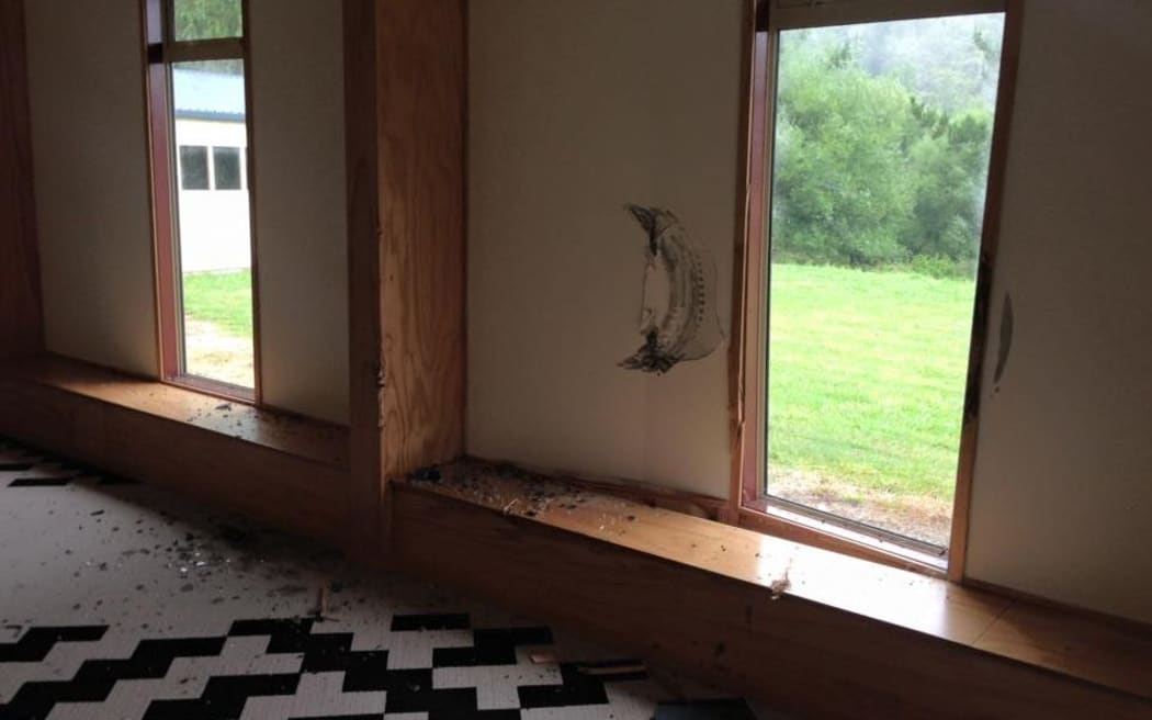 The damage was so bad, skid marks were left on the inside of the wall.