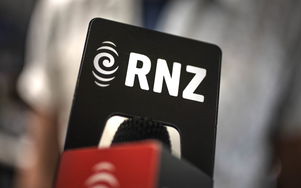 A microphone with the RNZ logo on it.