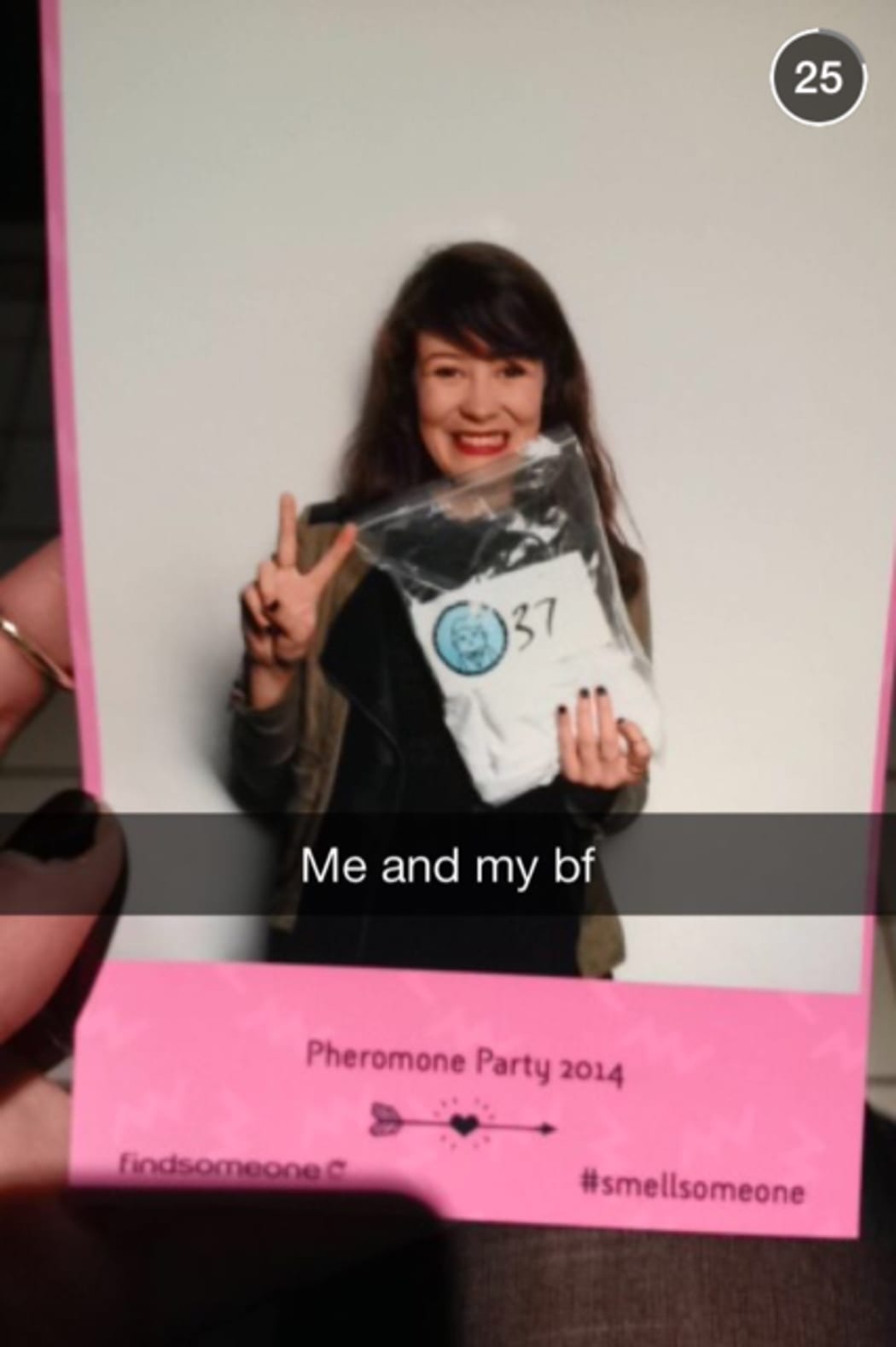 A Snapchat screenshot of Julia looking optimistic