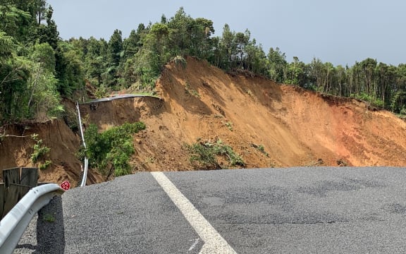 The massive landslide that sliced through State Highway 25A, sweeping away part of the route from Kopu to Hikuai.