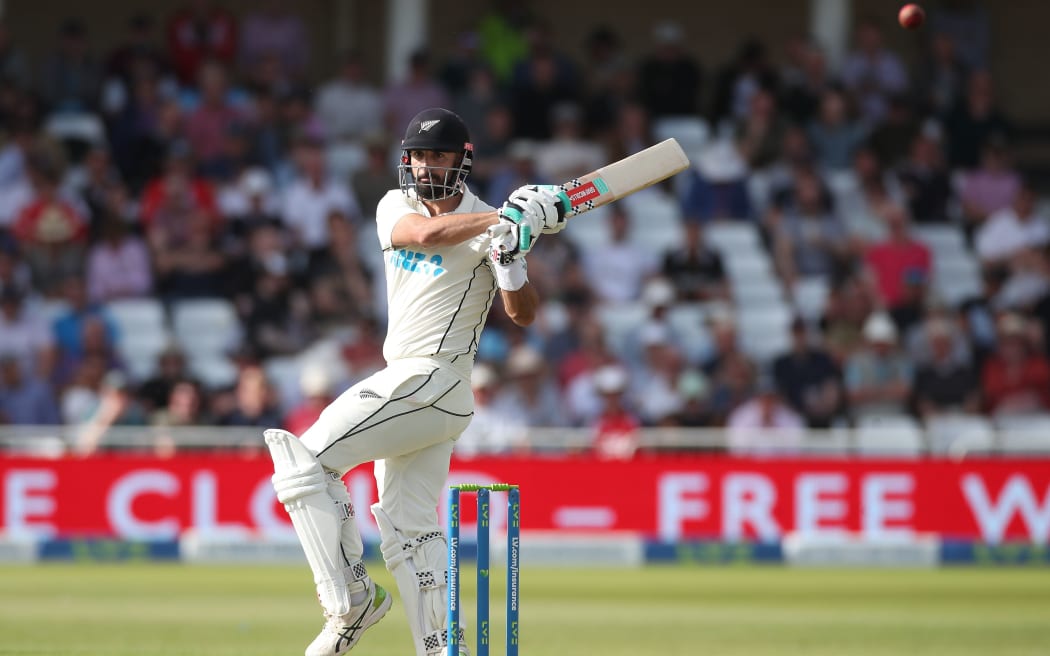 Daryl Mitchell of New Zealand batting second Test, Trent Bridge, 2022.