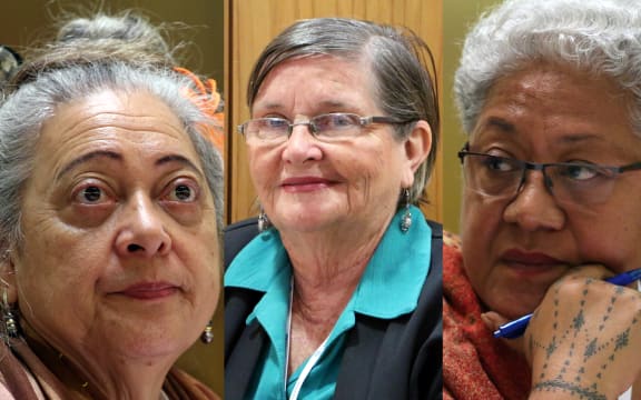 From left to right: the speaker of the Cook Islands Parliament Niki Rattle; Retired Papua New Guinea Politician Dame Carol Kidu; The Deputy Prime Minister of Samoa Fiame Naomi Mata'afa.