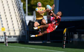 Mac Grealy of the Force and Sevu Reece of the Crusaders tussle for the ball during the Super Rugby Pacific - Crusaders v Force at Apollo Projects Stadium, Christchurch, New Zealand, 15th March 2025. Copyright photo: John Davidson / www.photosport.nz