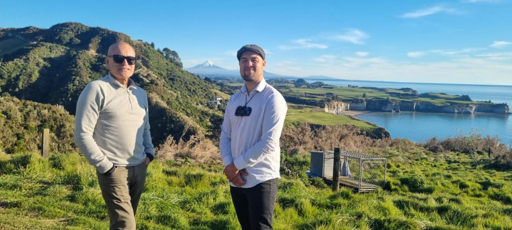 Ngāti Tama chair Hayden Wano, left, and general manager Te Amoroa Clifton at Ngarautika.