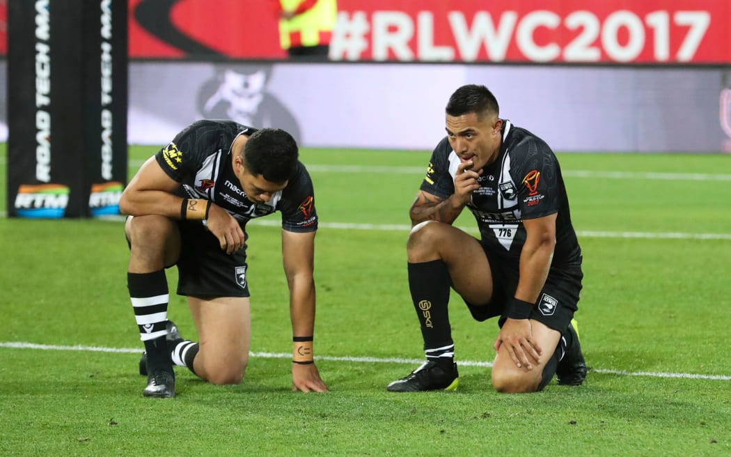 New Zealand's Dean Whare after the loss. Kiwis v Fiji, Rugby League World Cup, Wellington 2017