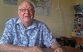 Father Kevin Barr an advocate for those in the Suva's squatter settlements in his office.
