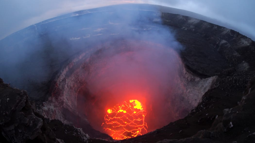 This image released by the US Geological Survey shows the Kilauea Volcano summit lava lake which has dropped significantly over the past few days.