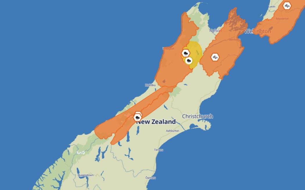 South Island Weather warnings for 11 January 2025