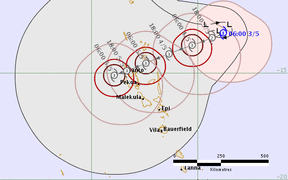 Cyclone Donna tracking map showing forecasted trajectory and intensity over the next few days.