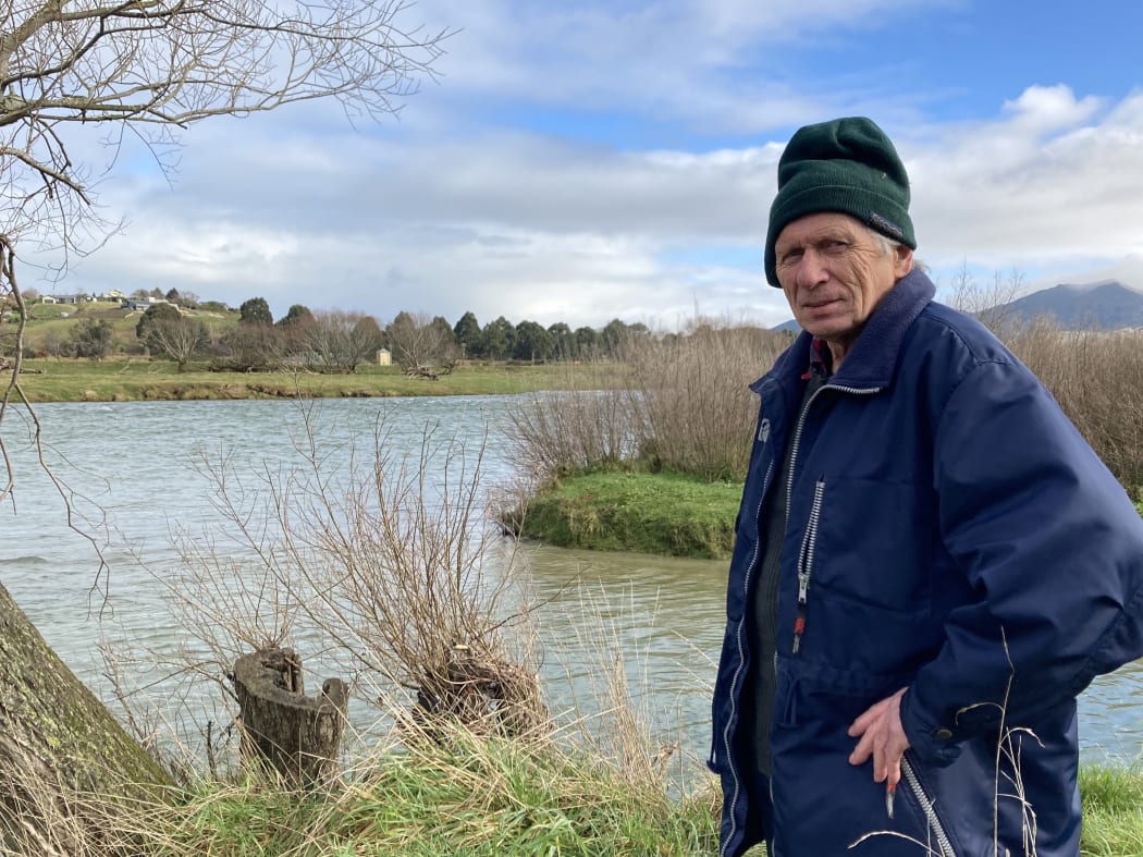 Gore resident Jack McIntyre next to the Mataura River which separates the water well from the new treatment station