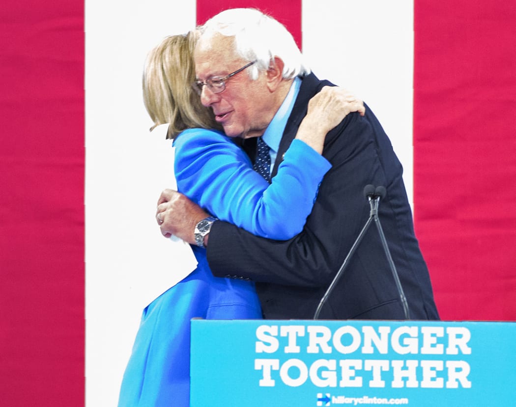 Bernie Sanders endorsed Hillary Clinton at a rally in New Hampshire.