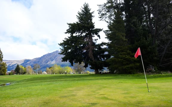 Golf green in Glenorchy, South Island, New Zealand