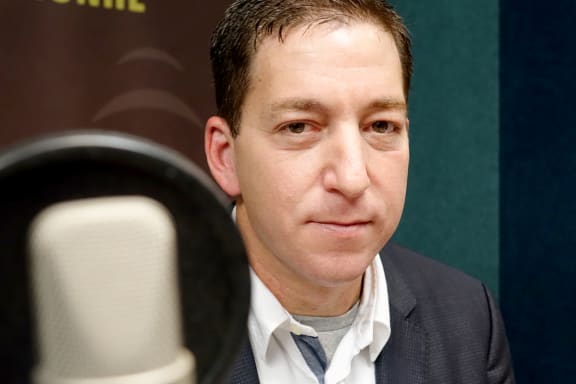 Journalist Glenn Greenwald in Radio New Zealand's Auckland studio.