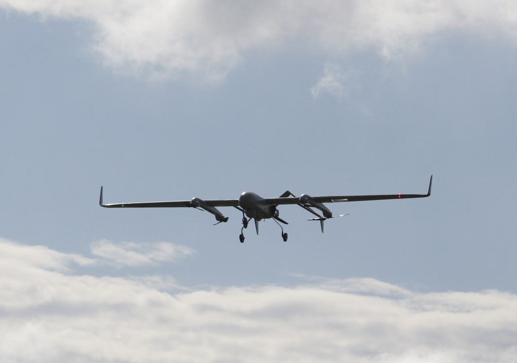 An unmanned aerial vehicle during military exercises at a training ground not far from the city of Rivne, Ukraine, May 26, 2021