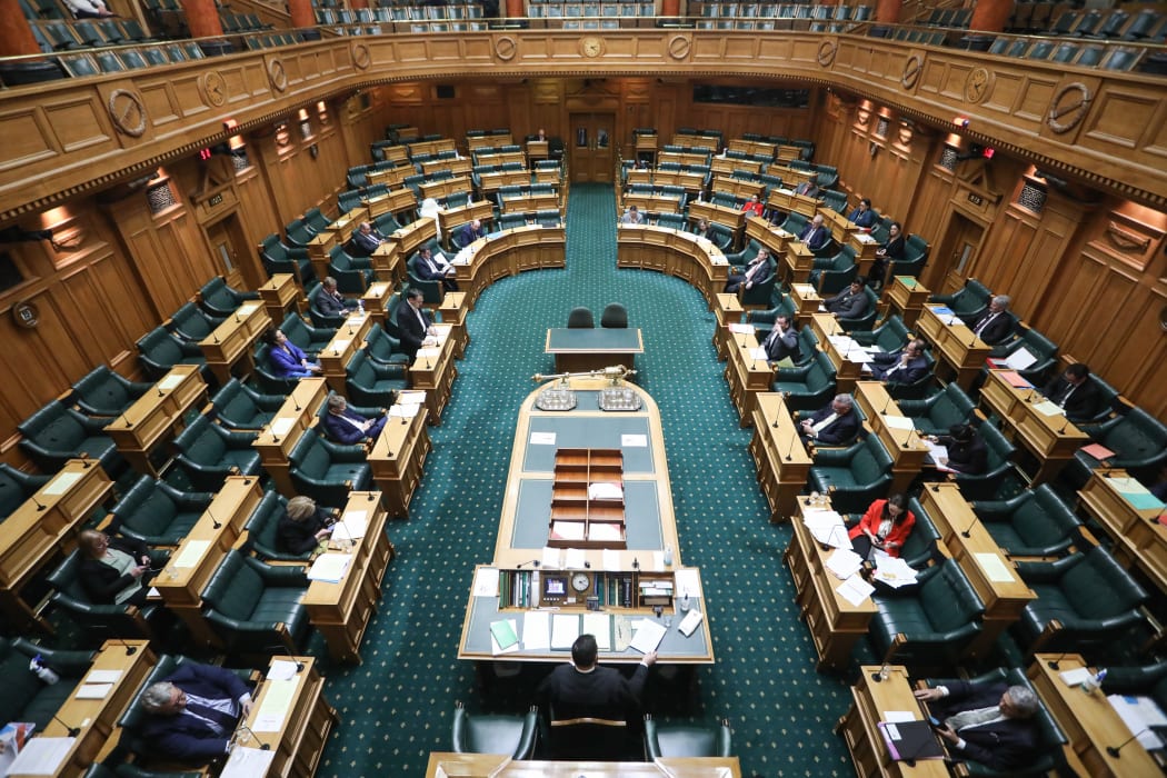 Parliament's Debating Chamber under Covid Alert Level 2