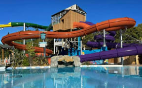 The new waterslides at Hanmer Springs pools have been named the Waiau Winder and Violet Vortex.