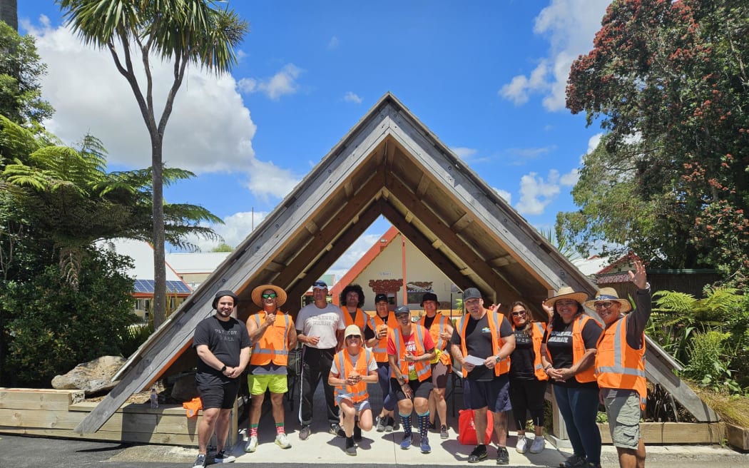 The team at Papakura Marae helping with the Christmas assistance drive, with cief executive Tony Kake (right).