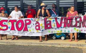 Stop violence demonstration by women in the small town of Koumac, New Caledonia.