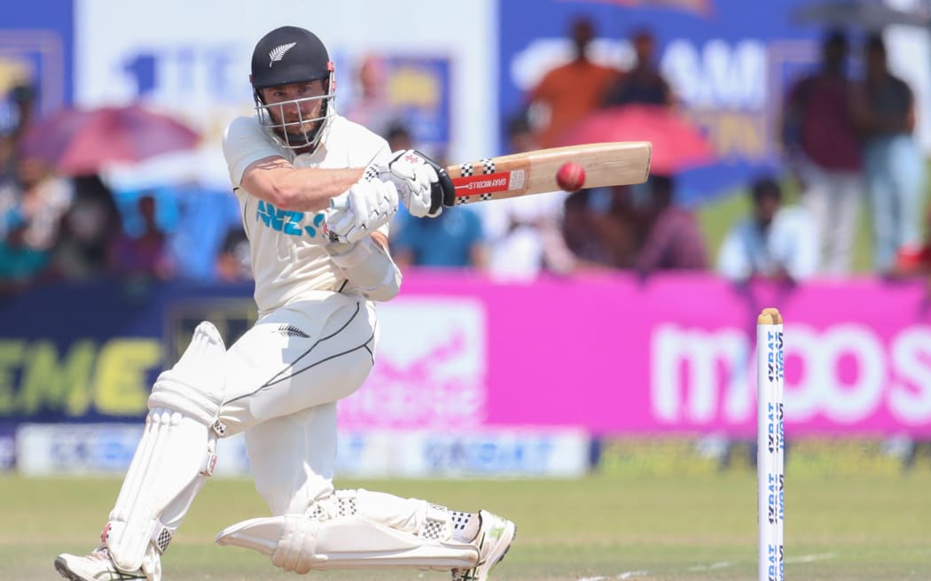 New Zealand's Kane Williamson plays during the Day 3 of the 2nd Test cricket match 2nd Inning between Sri Lanka v New Zealand Blackcaps.