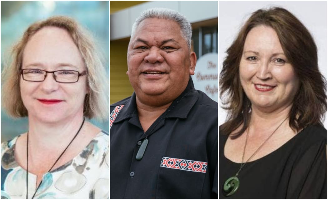 From left; Auckland Council's head of heritage Louise LaHatte, Auckland councillor Alf Filipaina and Auckland councillor Angela Dalton