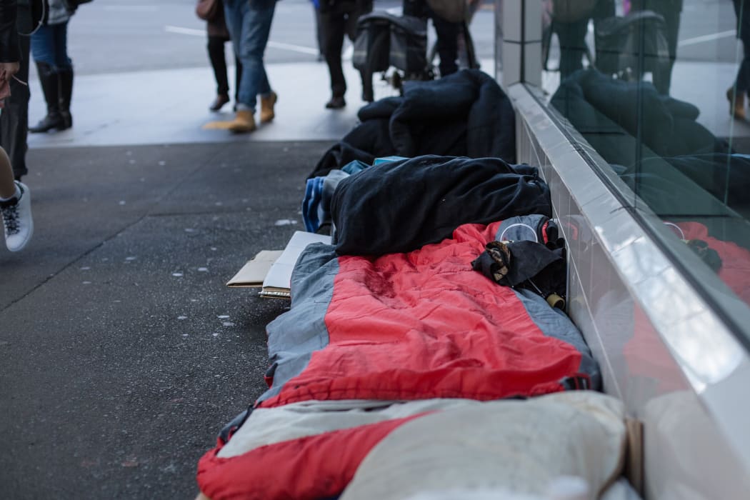 General vision of homelessness in Auckland central city.