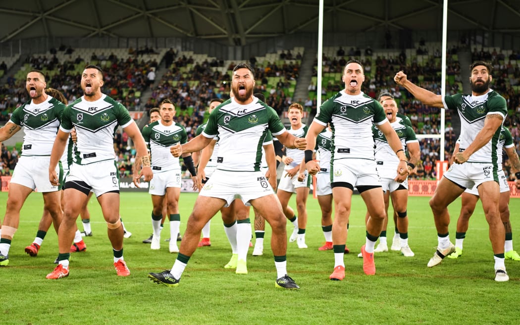 The Maori All Stars perform their haka.