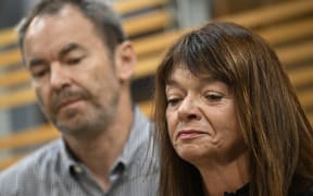 DENVER, COLORADO - SEPTEMBER 13: Simon and Sally Glass, the parents of Christian Glass who was killed by a Clear Creek County deputy June 11, speak to the media at their attorneys office on September 13, 2022 in Denver, Colorado. (Photo by RJ Sangosti/MediaNews Group/The Denver Post via Getty Images)
