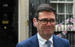 Greater Manchester mayor Andy Burnham speaks to the press after the first roundtable meeting with regional English mayors outside 10 Downing Street in London on July 9, 2024. (Photo by JUSTIN TALLIS / AFP)