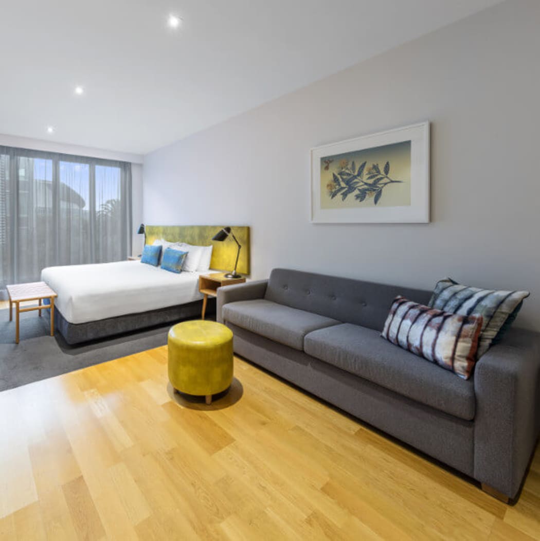 A studio room at Adina apartment hotel.
