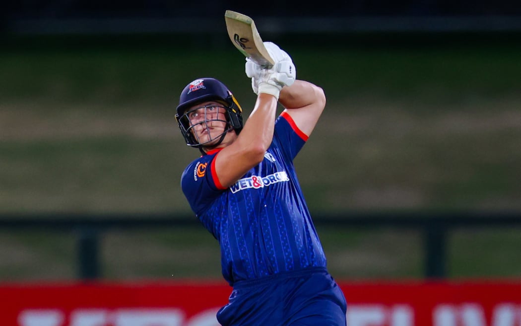 Auckland Aces' Bevon Jacobs. Canterbury Kings v Auckland Aces, Men’s T20 Super Smash match at Hagley Oval, Christchurch.