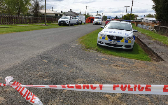 Police cordon on Eton Street in Otautau.