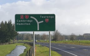 The intersection of State Highways 1 and 29 at Piarere, south of Cambridge.