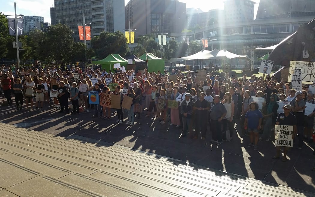 Part of the crowd at the No Ban, No Wall protest.