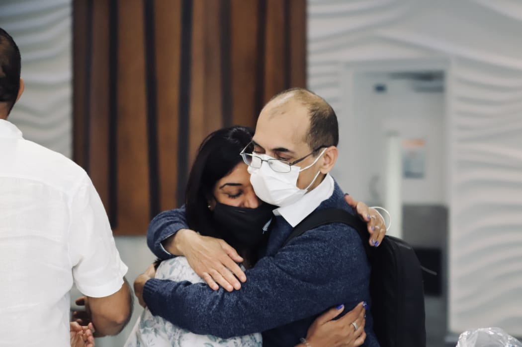 Emotional scenes at Auckland Airport after after the first fights from across the Tasman landed since the border reopening on 13 April 2022.