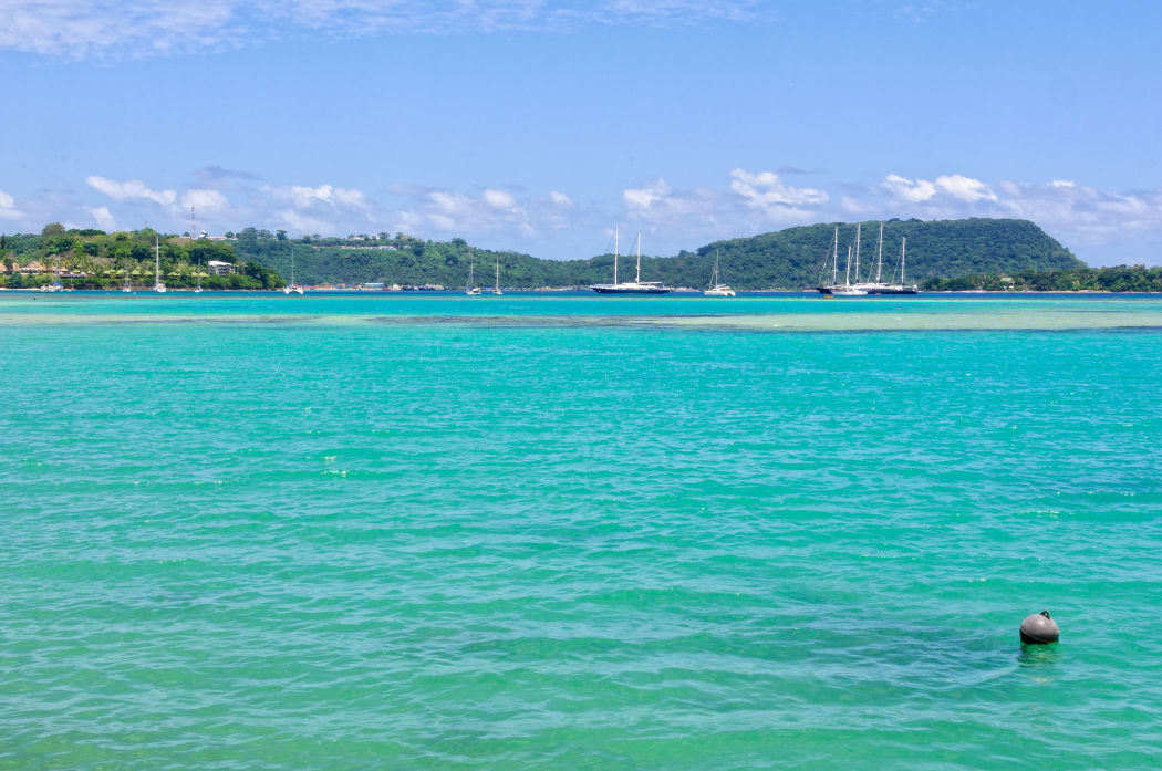 Yachts and tall ships on anchor in Vila bay - Port Vila, Efate island, Vanuatu.