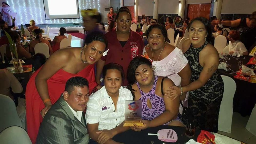 Guests pose during the Samoa Fa’afafine Association's(SFA) Fa’afafine Industry Variety Awards (FIVA) held on Friday 09-12-2016.