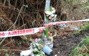 The crash site where 3 people died in a fatal accident on Masters Road, Waiuku.