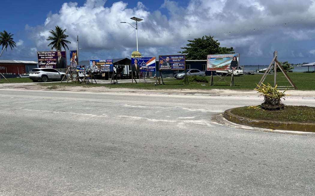 Campaign billboards line Majuro Atoll's downtown road in the lead up to the 20 November national election.