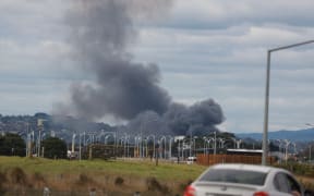 Smoke from a fire in Wiri, Auckland, on 4 April 2024.