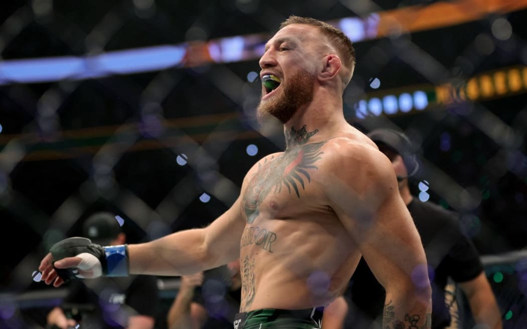 Conor McGregor of Ireland walks in the Octagon before his lightweight bout against Dustin Poirier during UFC 264: Poirier v McGregor 3 at T-Mobile Arena on July 10, 2021 in Las Vegas, Nevada.