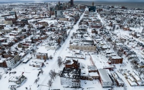 Snow blankets the city in Buffalo, New York, on 25 December, 2022.