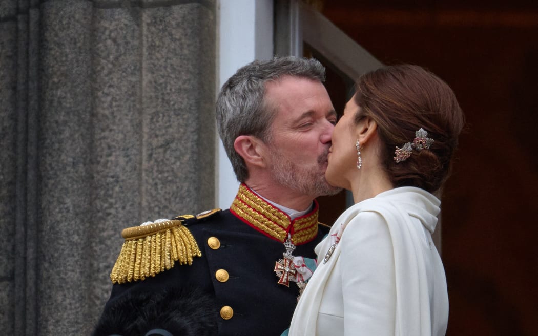 2024-01-14  COPENHAGEN  DENMARK
Crown Prince Frederik takes office as King of Denmark and the title Frederik X.
Picture:His Majesty King Frederik X steps out onto the balcony of Christiansborg Palace together with Queen Mary.
PHOTO:Stefan Lindblom/TT  code 20116 (Photo by STEFAN LINDBLOM / TT NYHETSBYRÅN / TT News Agency via AFP)