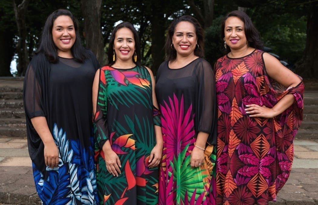 Fonoti Agnes Loheni (2nd from right) and sisters modelling her MENA fashion range