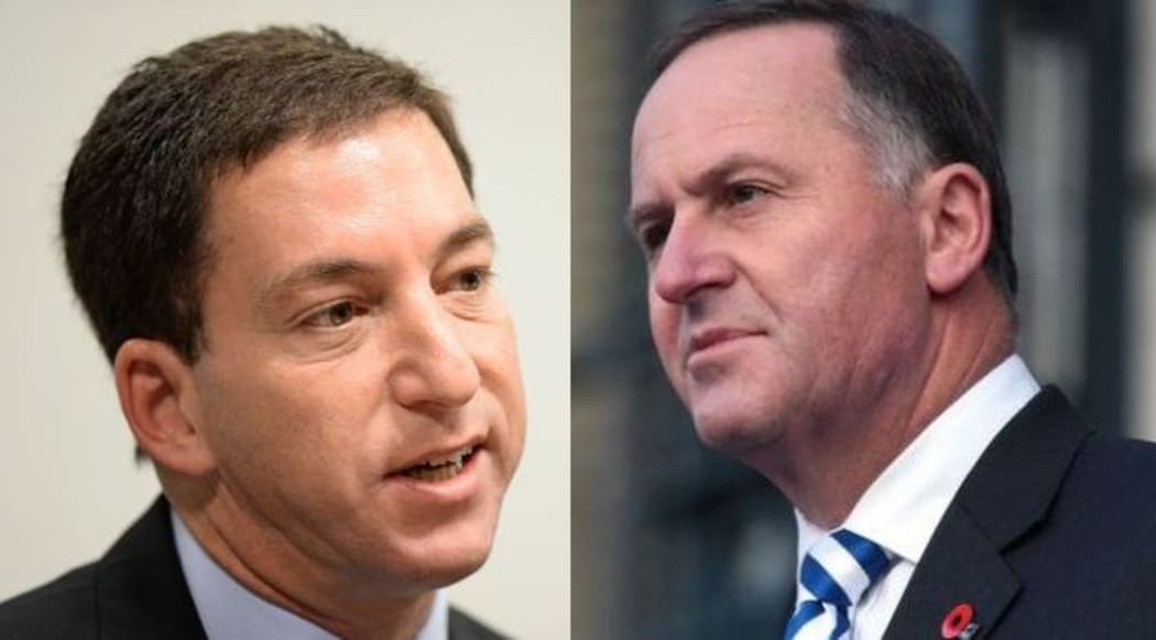 Glenn Greenwald (L) and John Key
