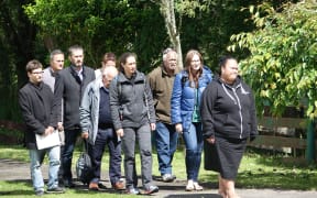 The Office of Treaty settlements delegation is brought onto Te Upoko o te Whenua marae.